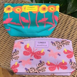 Clinique Floral and Butterfly Drawbertson Cosmetic Bags